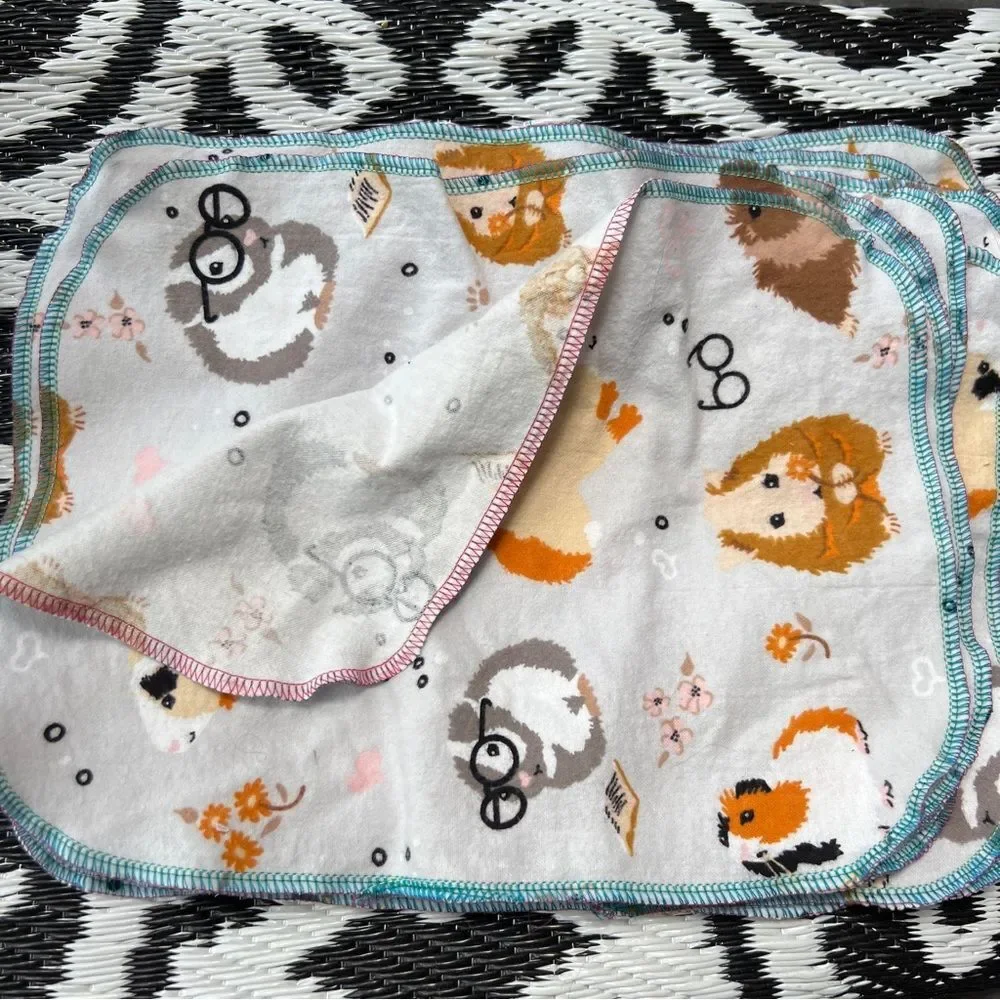 Guinea Pig Unpaper Towels Set 12 Flannel New REUSABLE PAPER TOWELS Save Planet